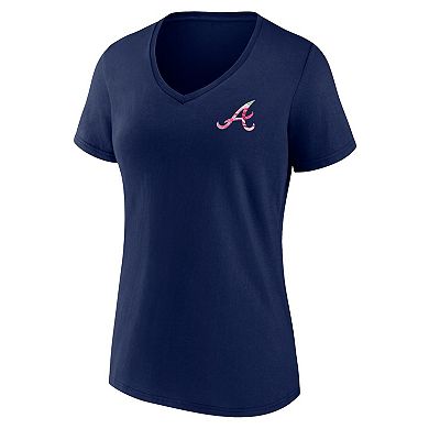 Women's Navy Atlanta Braves Mother's Day Plus Size Best Mom EverÂ V-Neck T-Shirt