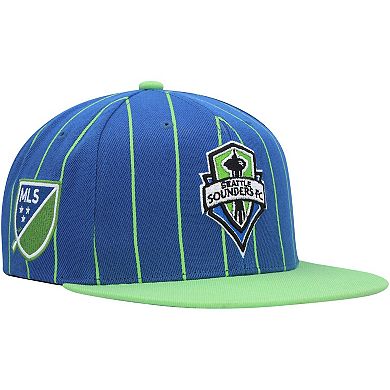 Men's Mitchell & Ness Blue Seattle Sounders FC Team Pin Snapback Hat