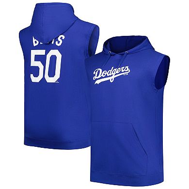 Men's Fanatics Branded Mookie Betts Royal Los Angeles Dodgers Name & Number Muscle Tank Top Hoodie