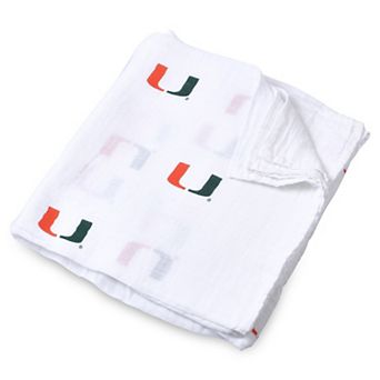 Infant White Miami Hurricanes 47'' x 47'' Muslin Swaddle Blanket