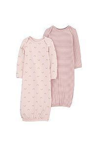 Image of Baby Girl Carter's Rainbow 2-Pack PurelySoft Sleeper Gowns, Girl's, Size: 3 Months, Pink