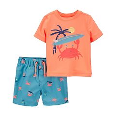 Carter's Toddler Boys Scuba Shark Rash Guard Top and Printed Swim Shorts, 2  Piece Set