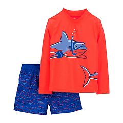 Toddler Boy Jumping Beans® Shark Surf Rash Guard Top & Swim Trunks Set