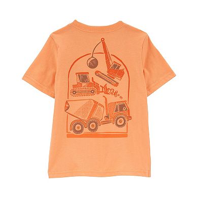 Toddler Boy Carter's 2-Piece Little Builder Squad Construction Trucks Tee & Jean Shorts Set
