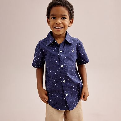 Toddler Boy Carter's 2-Piece Polka-Dot Button Down Shirt & Shorts Set