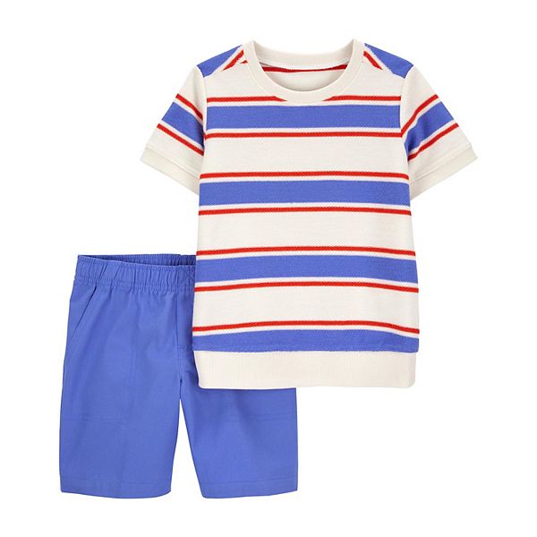 Baby Carter's 2-Piece Striped Tee & Canvas Shorts Set - Stripe (3 MONTHS)