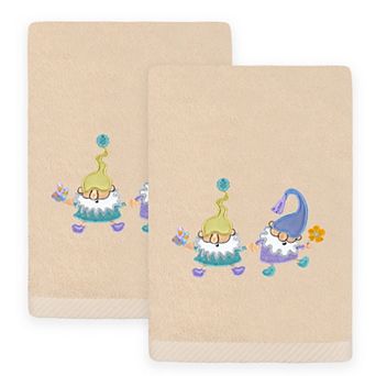 Linum Home Textiles Spring Gnomes Embroidered Turkish Cotton Set of 2 Hand Towels