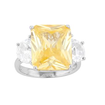Rosabella Sterling Silver Yellow & White Cubic Zirconia Ring