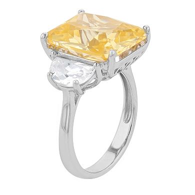 Rosabella Sterling Silver Yellow & White Cubic Zirconia Ring