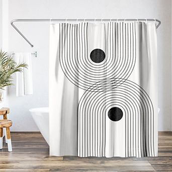 Americanflat Black Geometrical Line Shower Curtain