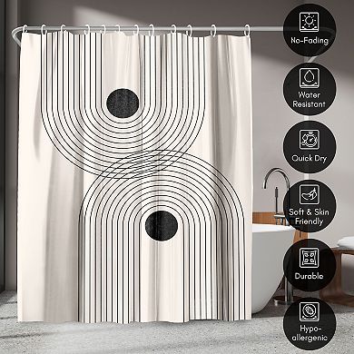 Americanflat Black Geometrical Line Shower Curtain