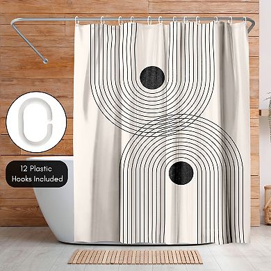 Americanflat Black Geometrical Line Shower Curtain