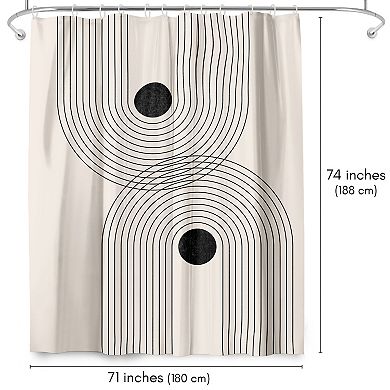 Americanflat Black Geometrical Line Shower Curtain