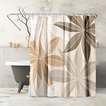 Americanflat Neutral Tropical Floral Shower Curtain