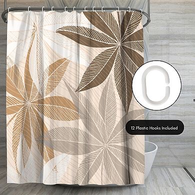 Americanflat Neutral Tropical Floral Shower Curtain