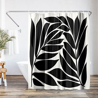 Americanflat Black Seagrass Shapes Shower Curtain