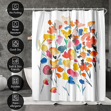 Americanflat Colorful Water Flowers Shower Curtain