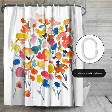 Americanflat Colorful Water Flowers Shower Curtain