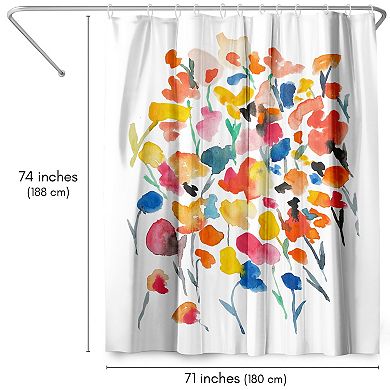 Americanflat Colorful Water Flowers Shower Curtain