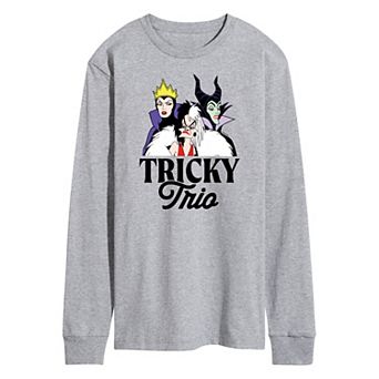 Disney Villains Men's Tricky Trio Long Sleeve Graphic Tee