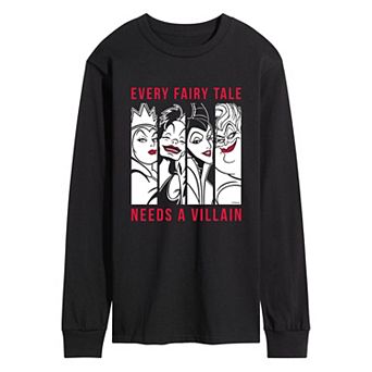 Disney Villains Men's Every Fairy Tale Needs A Villain Long Sleeve Graphic Tee