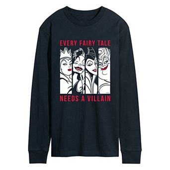 Disney Villains Men's Every Fairy Tale Needs A Villain Long Sleeve Graphic Tee