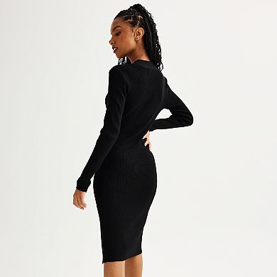 Juniors' Almost Famous Shrug Long Sleeve Midi Dress