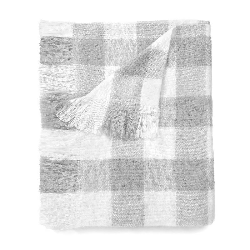 Martha Stewart Buffalo Check Throw Blanket, Grey, 50X70