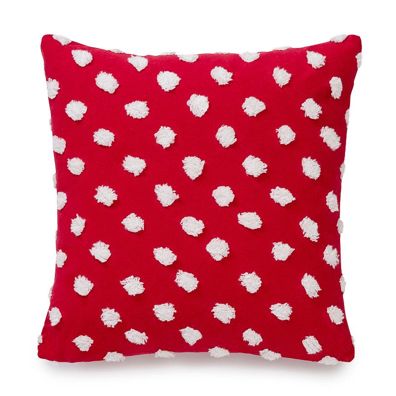 Martha Stewart Chenilla Dot Decorative Pillow, Red, 18X18