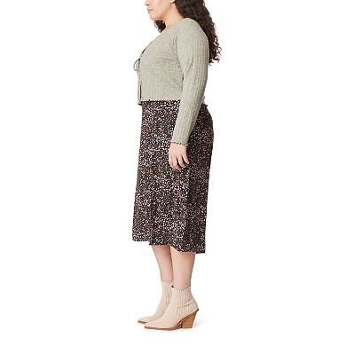 Juniors' Plus Size WallFlower Kelsey Midi Dress & Cropped Tie Front Cardigan Set