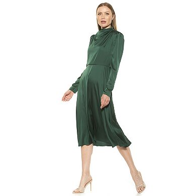 Women's ALEXIA ADMOR Denni Draped Mockneck Fit & Flare Midi