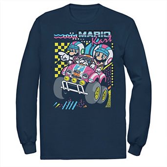 Big & Tall Nintendo Mario Kart Mario Luigi Darting Long Sleeve Graphic Tee