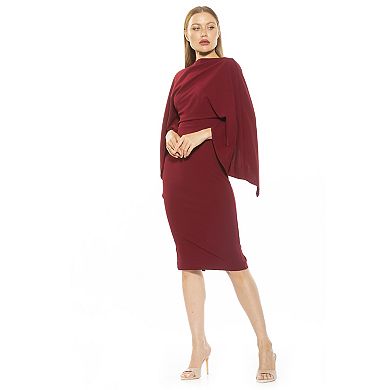 Women's ALEXIA ADMOR Vida Draped Cape Sleeve Sheath Dress