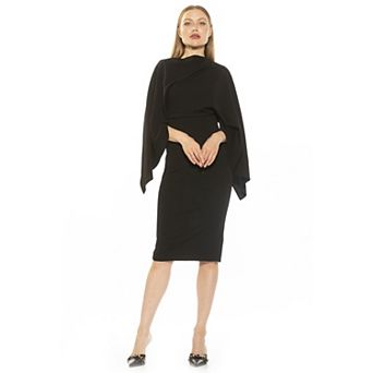 Women's ALEXIA ADMOR Vida Draped Cape Sleeve Sheath Dress