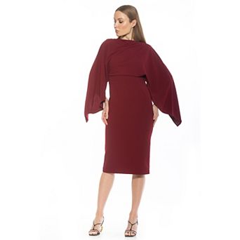 Women's ALEXIA ADMOR Vida Draped Cape Sleeve Sheath Dress