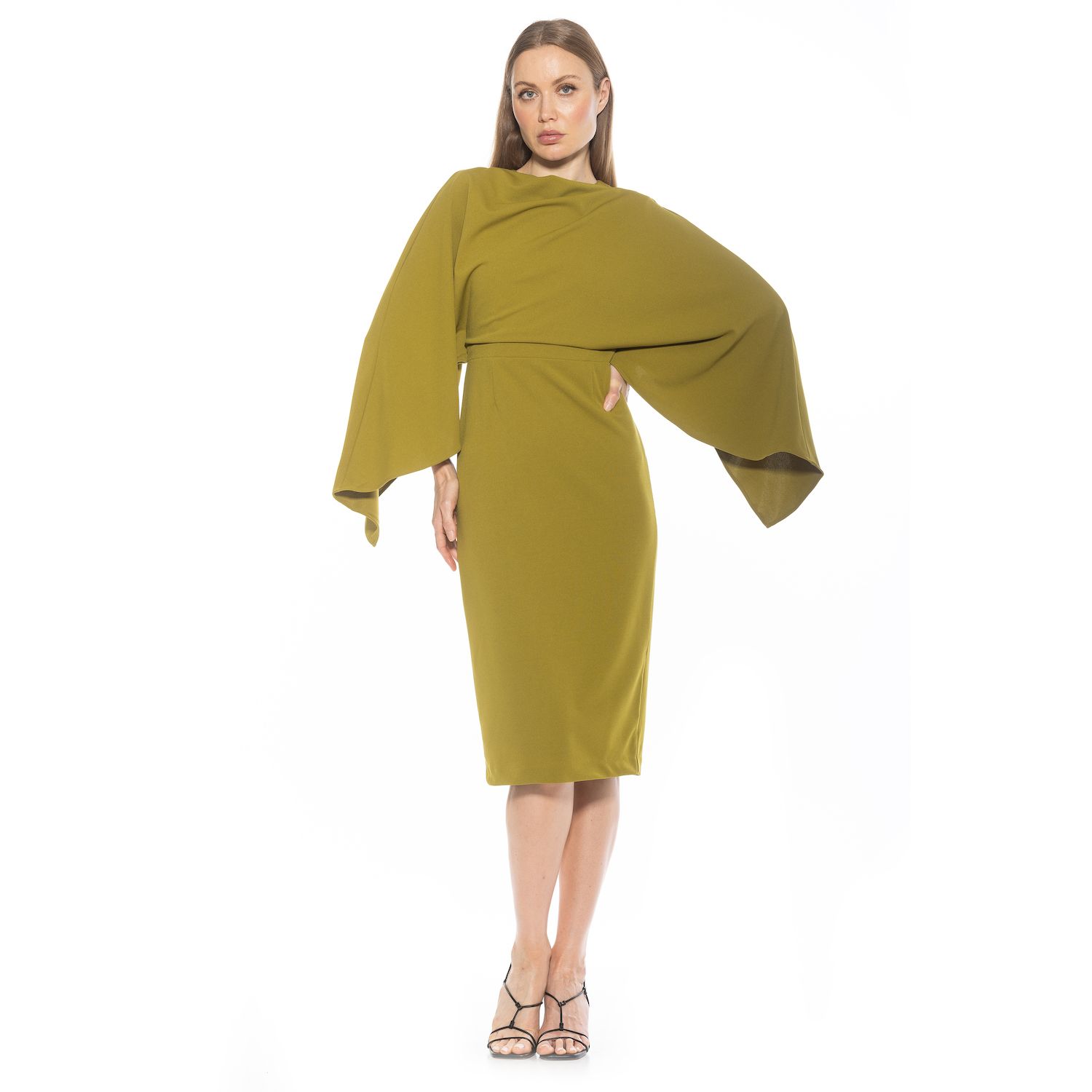 Женские платья ALEXIA ADMOR Vida Draped Cape Sleeve Sheath Dress