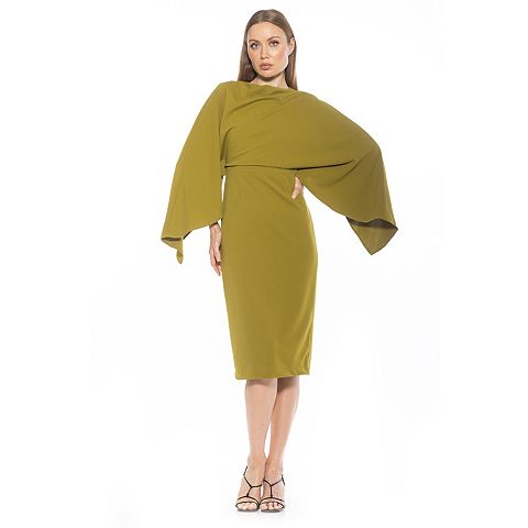 Женские платья ALEXIA Women's ALEXIA ADMOR Vida Draped Cape Sleeve Sheath Dress