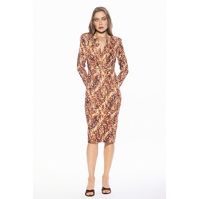 alexia admor dress Stunning Beaded Hot Orange Backless Midi Alexia Admor Alexia Admor Arleth V-Neck Sheath
