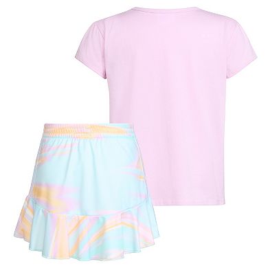 Girls 4-6x adidas Graphic Tee & Allover Print Ruffled Skort Set