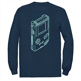 Big & Tall Super Mario Gameboy Line Art Portrait Long Sleeve Graphic Tee