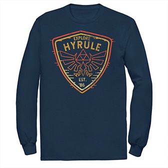 Men's The Legend Of Zelda Explore Camp Hyrule Crest Long Sleeve Tee