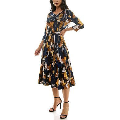 Women's Nina Leonard Sylvia Midi Dress with Belt