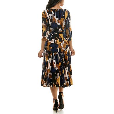 Women's Nina Leonard Sylvia Midi Dress with Belt