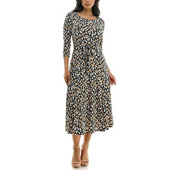 Women's Nina Leonard Sylvia Midi Dress with Belt