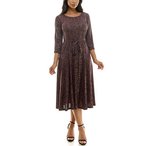 Женские платья Nina Leonard Women's Nina Leonard Sylvia Midi Dress With Belt