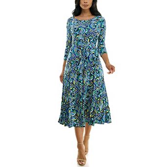 Women's Nina Leonard Sylvia Midi Dress with Belt