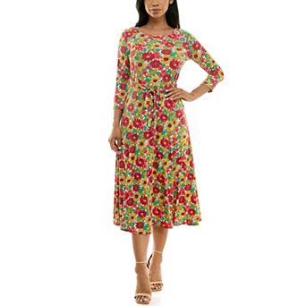 Women's Nina Leonard Sylvia Midi Dress with Belt