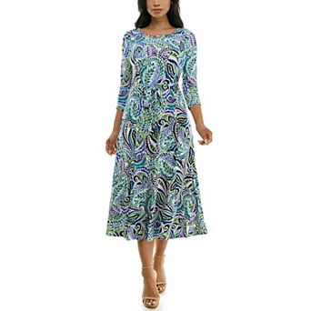 Women's Nina Leonard Sylvia Midi Dress with Belt