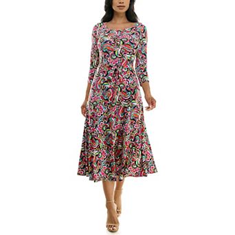 Women's Nina Leonard Sylvia Midi Dress with Belt