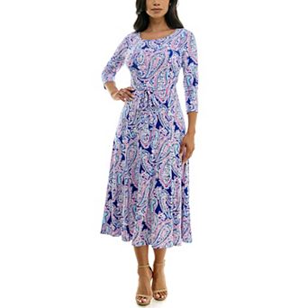 Women's Nina Leonard Sylvia Midi Dress with Belt